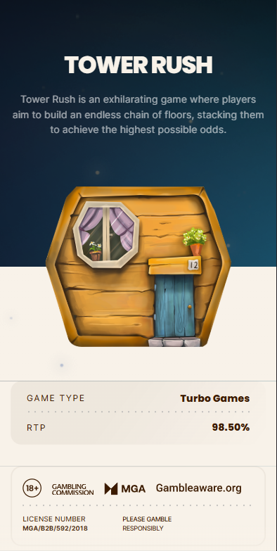 Tower Rush game interface with tower and bonus previews